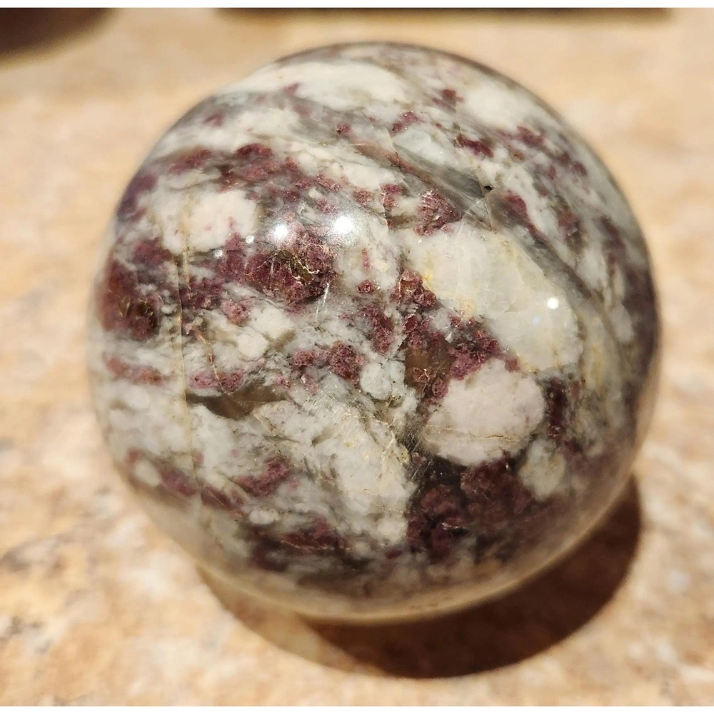 Unicorn Stone Sphere with Stand, Lepidolite Pink Tourmaline Rubellite